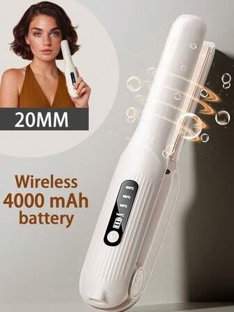 PinkSings 4000mAh Cordless Hair Straightener, Portable Wireless Flat Iron For Travel, 2 In 1 Hair Styling Tools For Straightening And Curling, Lightweight On-The-Go, 4000 MAh Battery, Fast USB-C Charging