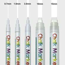 5 buc/set markere profesionale cu cretă lichidă albă, pixuri cu cretă pe bază de apă, fără praf, pentru publicitate, tablă, 5 dimensiuni diferite ale vârfului, utilizare versatilă