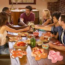 8.46*10英寸，10个装圣诞姜饼人生日派对一次性餐盘，圣诞树和铃铛主题派对用品套装，适合生日派对、周年纪念、圣诞派对 - 聖誕薑餅人C6紙盤 - 查看 6