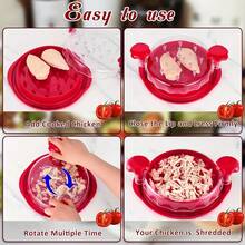 Chicken Shredder Large Chicken Breast Shredder Tool Twist With Anti-Slip Strip, Ergonomic Handle, Meat Shredder Tool Chicken Shredder Tool Twist With Heat Resistant Tong And Cleaning Brush - 黑色 - 查看 2