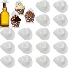 Yuronam 30 Pcs Plastic Mini Western Cowboy Cowgirl Hats Miniature Hats For Crafts, Party, Dollhouse Decoration - ColorH - 查看 1