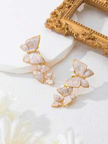 1 Pair Ethereal Versatile Butterfly Earrings, Palace Style Stud Earrings, High-End Elegant Hollow Ear Dangles, Gift For Best Friend - Earring - View 4