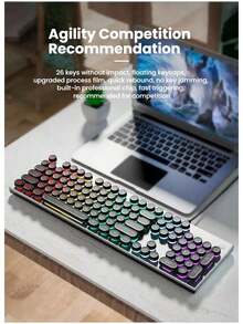 HP K500Y Mechanical Keyboard: True Mechanical Feel Switches, Full N-Key Rollover, Adjustable Backlighting, Multi-Device Compatibility, Suitable For Gaming, White Mixed Backlighting [Round Cap]. - White Mixed Light [round Cap] - View 4