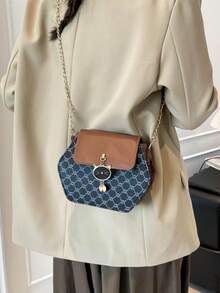Fashionable Versatile Contrast Color Vintage Commuter Handbag For Women - Black - View 4