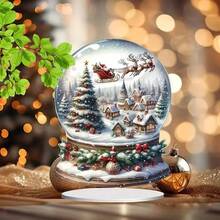 1pc Classic Polypropylene Snow Globe - Village Scene With Tree, Reindeer, And Festive Decor - Multipurpose Holiday Decoration For Home And Living Room - Ideal Gift - Multicolor - View 3