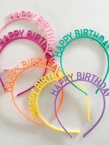 6 piezas de diademas de plástico de colores para cumpleaños, adecuadas para fiestas de cumpleaños (color aleatorio) - Multicolor - Ver 2