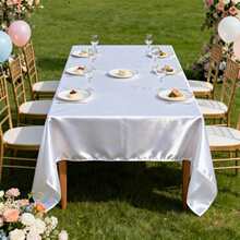 1件白色婚礼餐厅桌布，防皱圆形桌布，适用于用餐、宴会、派对，可机洗