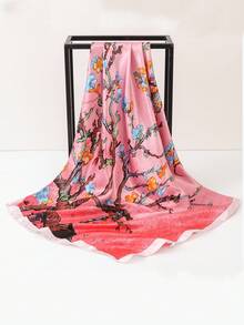 90cm Beach Accessories Printed Women Scarf Imitated Silk Muffler Sunscreen Silk Scarf Shawl Wrap Headscarf Beach Towel Bandana,Hair Band,Head Band Ideal For Dressing Up Your Look Winter Fall - A - View 19