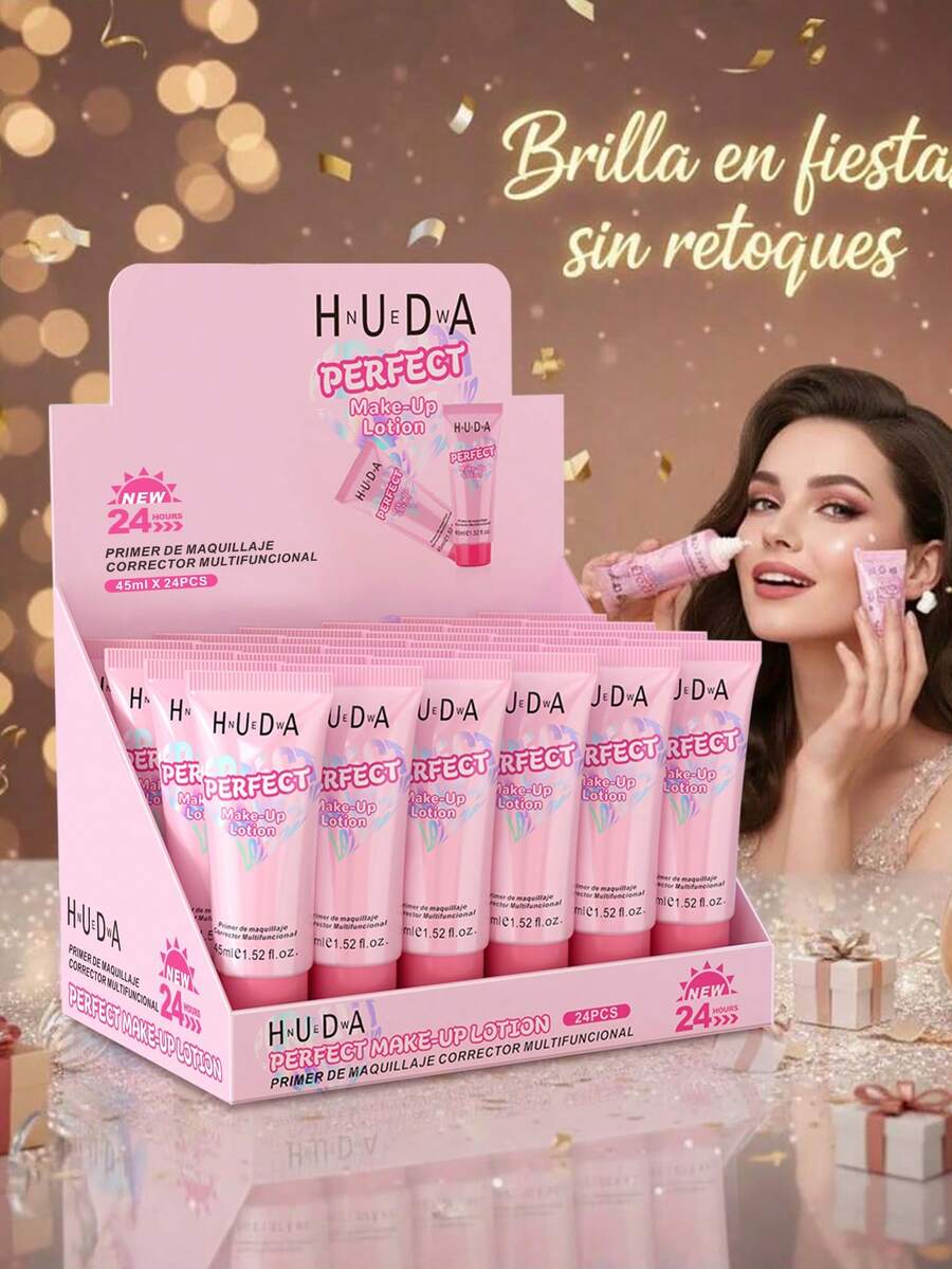 24pz Nueva edición+Loción perfeccionadora de maquillaje HNUEDA+primer multifuncional/efecto prolongado+uso diario/festivo+jóvenes/adultas - Rosa - Ver 1