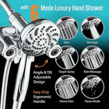Aquadance High Pressure 156 Setting 14 Zone Shower Head & Handheld 3-Way Combo System - Magnetic Docking, 314 Power Jets, Dual Adjustable Arms, 6 Ft. Metal Hose, All Chrome Finish, Top American Brand - Chrome - Xem 7