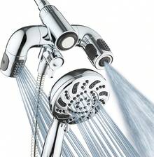 Aquadance High Pressure 156 Setting 14 Zone Shower Head & Handheld 3-Way Combo System - Magnetic Docking, 314 Power Jets, Dual Adjustable Arms, 6 Ft. Metal Hose, All Chrome Finish, Top American Brand - Chrome - Xem 10