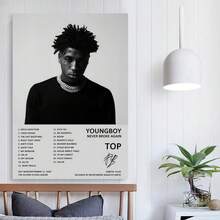 Framed YoungBoy Never Broke Again Top Music Album Cover Canvas Poster Wall Art Decor Print For Living Room Bedroom Decoration - 裱框 - 查看 3