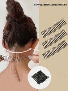 5支装隐形美发梳，无香型边缘定型修护工具，U型发夹，发饰，断发修整器，顶部发夹，后脑勺隐形刘海固定插梳，美发造型工具，美发套装 - 黑色 - 查看 1