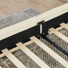 Double Bed 140*200cm, With Soft Chenille Velvet Cover, Made Of -Eucalyptus Wood And Stable Iron Frame, Easy Assembly, Beige (Mattress Not Included) - Beige + Chenille + 160*200cm - View 9