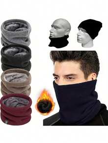 Knitted Scarf Unisex, Thermal Lined Thick Warm Scarf For Students, Versatile For Outdoor, Cycling, Winter