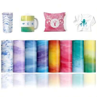 Watercolor Infusible Transfer Ink Sheets 12x4.38pc Set For DIY Mugs TShirts Coasters Sublimation Transfer Paper Keychain Projects B