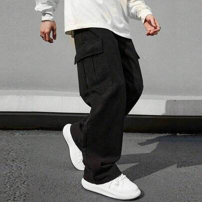 1Pc Tween Boys Vintage Minimalist Cargo Pants, Suitable For…