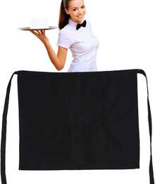 Delantal de Cintura Con 2 Bolsillos , Corto de Media Cintura Para Hogar, Cocina, Pub, Cafetería - Para Mujeres y Hombres, Camareros y Servidores - 1 - Ver 6