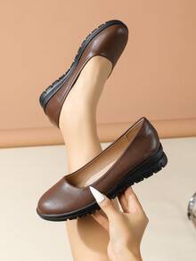 Women's Black Fashion Round Toe Platform Shoes, Chunky Heel Shoes, Ladies' Solid Color Work Shoes, Elegant Thick High Heel Pumps, Suitable For Work And Commute