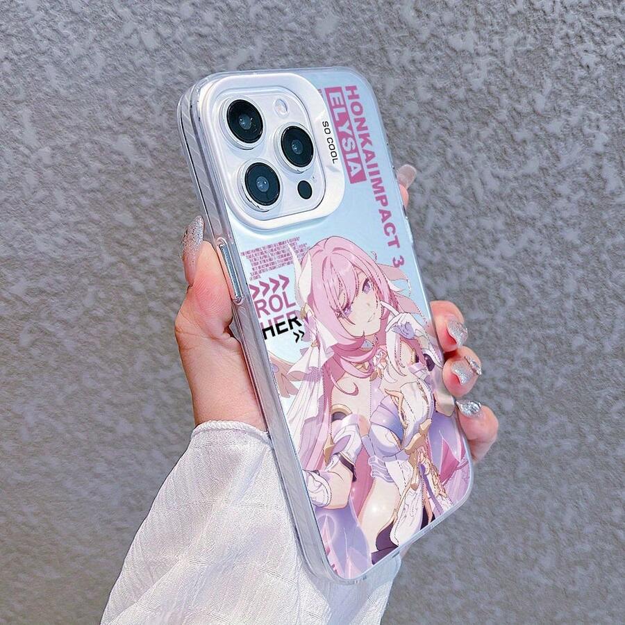 Fundas de Teléfono Móvil Creativas y Elegantes con Agujero Grande Adecuadas para iPhone 16 16e 15 14 13 12 11 Pro Max X XR XSMAX 8 7 e Plus, Cubierta Trasera Dura Mate Plateada con Pelirrojo Rosa de Chica Juego de Dibujos Animados - Color mezclado 1 - Ver 1