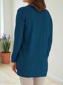Suéter Cardigan Dama Comodo De Moda #SensaciónDelujo #EstiloRomanticoDeSanValentín - Azul Petroleo - Ver 2