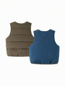 mini bala Kids Magic Cotton Reversible Vest, Warm Triple-Proof Material, 2025 Winter - Dusk Blue - View 5