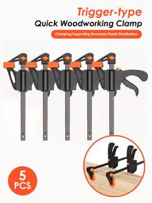 5PCS Woodworking Work Bar 4 Inch Clamp Clip Set Hard Quick Ratchet Release Clip DIY Carpentry Hand Tool Woodworking Clamp - Multicolor - View 1