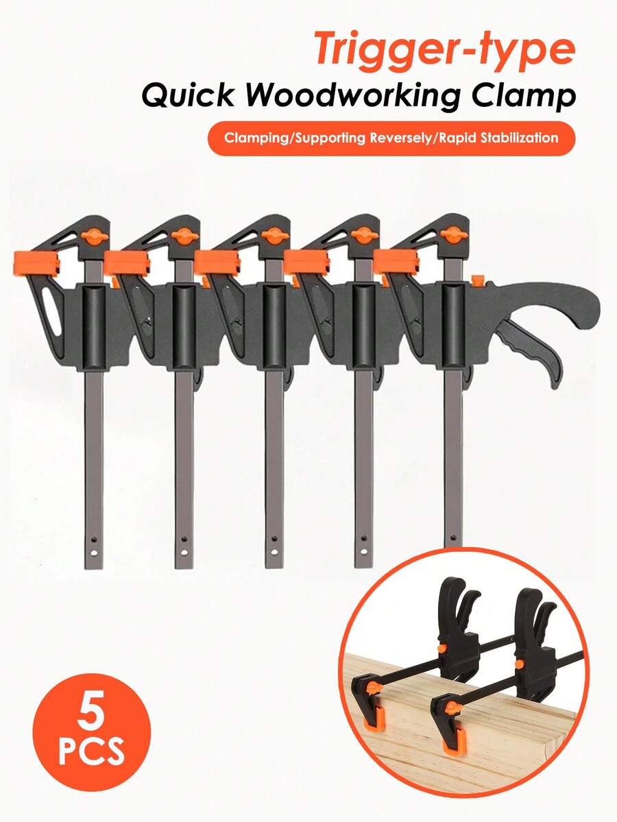 5PCS Woodworking Work Bar 4 Inch Clamp Clip Set Hard Quick Ratchet Release Clip DIY Carpentry Hand Tool Woodworking Clamp - Multicolor - View 1