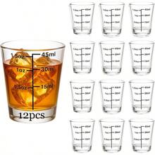 TFKI 12 Pack 1.5oz Clear Shot Glass Set - Precision Marked For Accurate Alcohol Pouring - Round Design For Whiskey Vodka Rum - Ideal For Bars Restaurants And Home Use - Trong suốt có tỷ lệHình nón - Xem 1
