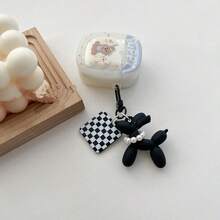 1pc DIY Phone Charm Laser Balloon Dog Keychain Pendant, Candy Color Heart Decor Accessories