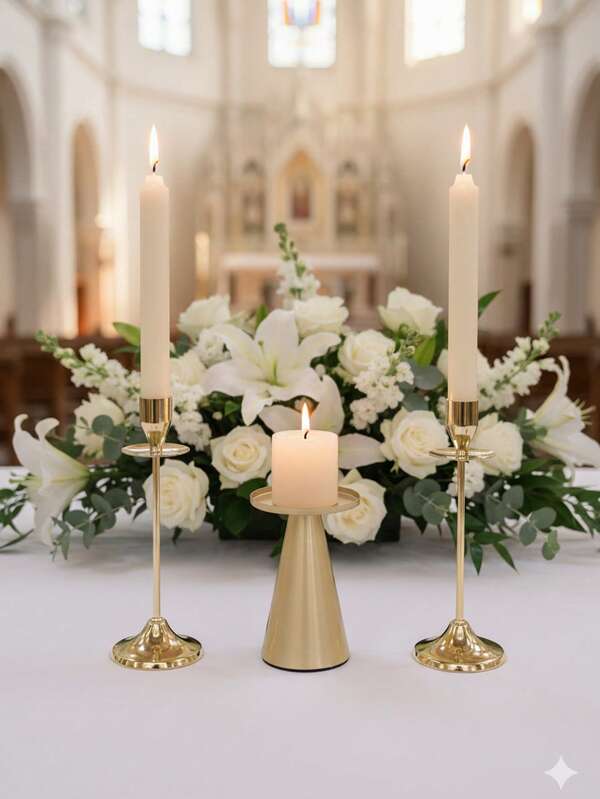 Candelabro de metal elegante, portavelas dorados, candelabros decorativos para bodas, perfectos para cenas románticas a la luz de las velas, reuniones familiares, bodas románticas y decoraciones de mesa navideñas.