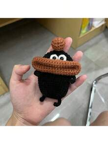 Handmade Sausage Shaped Earphone Case Key Protector Car Key Holder Home Key Pouch Bag Charm For Women Mini Wallet Small Wallet Cute Wallet For Men Wallet Keychain Card Wallet Coin Wallet Gifts For Women Gifts For Men Funny Gifts Dad Gifts Teacher Gifts - Black - View 3