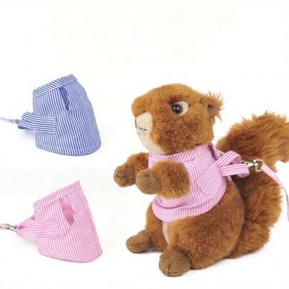 Juego de correa para mascotas pequeñas, arnés y correa para exteriores para cobayas, ardillas, hámsteres, arnés a rayas, juego de correa para exteriores