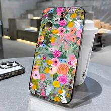 Funda de teléfono con flores compatible con  14, funda  13 12 11 16 15 17 Pro 14 Pro Max XR XS 7 8 Plus SE, funda de silicona suave a prueba de golpes, compatible con funda  17, funda  17 Pro, funda  17 Pro Max - TI25 - Ver 9
