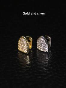 1 件 Bling Bling 闪亮金属全锆石嘻哈牙套，夜总会闪亮配饰，男女通用 - 彩色 - 查看 4