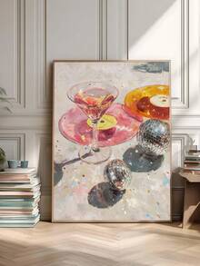 1 tranh in nghệ thuật Martini & Disco Ball, trang trí xe đẩy màu hồng nhạt, tranh in nghệ thuật đĩa than Disco màu hồng cổ điển, phong cách tranh sơn dầu Disco Ball, trang trí phòng ngủ, trang trí phòng khách, trang trí nhà bếp, trang trí ký túc xá, quà tặng lý tưởng cho bạn bè, nghệ thuật treo tường, trang trí tường, trang trí nhà cửa, trang trí phòng, nghệ thuật treo tường bằng vải canvas, áp phích, nghệ thuật treo tường có khung, khung tùy chọn - Nhiều màu - Xem 1