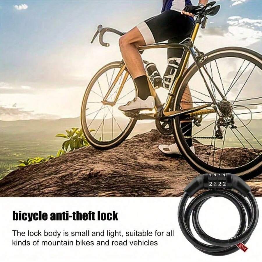 1pc This Multi-Purpose Mini Combination Lock Features A Heavy-Duty Cable, Ideal For Securing Bikes, Scooters, Mopeds, And Other Gear. The 4-Digit Combination Offers Customizable, Keyless Security, While The Durable Cable Resists Cutting And Tampering. - Multicolor - View 1