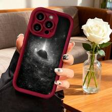 Cubierta de teléfono con diseño de agujero negro estrellado color negro para iPhone 14 Pro Max funda protectora elegante para uso diario y viajes - Burdeos - Ver 7