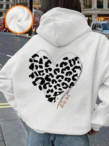 Y2K Leopard Heart, Tween Girls' Casual Fun Pattern Printed Thick Sweatshirt, Kids' Pullover Autumn/Winter - White - View 5