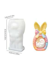 DIY复活节彩蛋硅胶模具（兔子/花朵/裂纹图案） - 柔韧、不粘、可重复使用 | 适用于蜡烛制作、石膏工艺品、树脂浇铸和复活节主题装饰 | 非常适合家居装饰、节日礼品赠送和手工爱好者 - 白色 - 查看 9