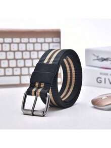 男士卡其色加厚帆布可调节腰带一条 - 彩色 - 查看 4