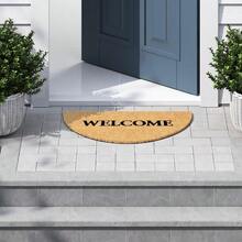 'Welcome' Half Moon Doormat Welcome Mat For Outdoors Large Front Door Entrance Mat 30x17 Brown XT006-HMW - WelcomeBold - View 2