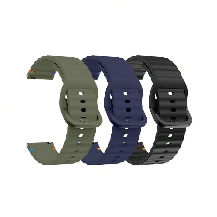 3 Pack Sport Watch Bands Compatible With Woneligo/Fitpolo Smart Watch IDW13, 22mm Quick Release Straps For TOOBUR IDW19/ENOMIR IDW19/MILOUZ IDW19/Gydom IDW19/Faweio IDW19/Hoowel IDW19/Amzhero IDW19/Tensky IDW19/WNH IDW19 Smart Watch For Men Women{Inchcolor_nameinch:InchBlack+Midnightblue+FArmyssgreeninch} - 黑色+午夜藍+軍綠色 - 查看 1