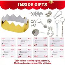 8 Pack 10 Christmas Party Table Favor Non-Snap With Blue And White Snowflake Design With Party Hat Joke And Little Gift Inside For Xmas Gift Christmas Seasonal Holiday Dinner Traditions