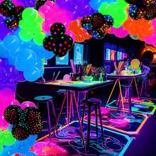 ECEAE 145 piezas de neón que brilla en la oscuridad,globosíris,rojo,azul,amarillo verde,suministros de fluorescente para discoteca,fiestas brillantes,celebraciones de cumpleaños con - 1 - Ver 5