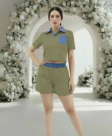 Women Two-Piece Outfits - Olive Green - View 2
