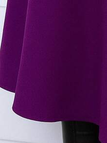 Tailored Midi A-Line Skirt With Belt - Purple - View 3