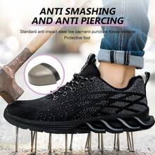 女士工作鞋，男女通用系带安全鞋，女士跑鞋 - 加厚鞋底，钢制鞋头，舒适防护，防爆，防刺穿，适合办公室、建筑工地，透气轻便，适合夏季、工业和休闲风格