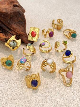 Assorted Women's Engagement Rings, Luxury Sweet Turquoise Decorated Rings For Engagement, Wedding, Party, Jewelry, Valentine's Day, Birthday Gift