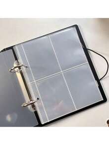 1pc 4-Grid Transparent Loose-Leaf Photo Albums, 2 Holes Pocket Storage Booklet Laser Cards Bills Stickers Invoices Notes Favorites Photo Albums Business Card Books, Exquisite Card Album Inner Page